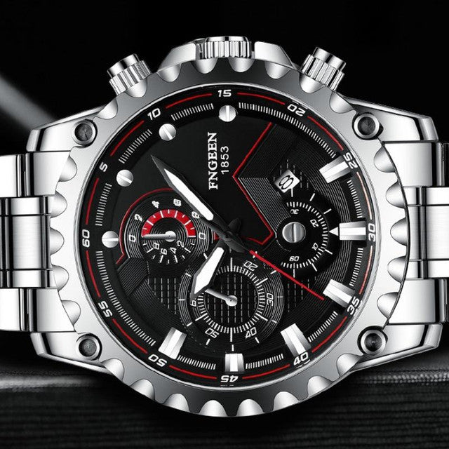 Fngeen Fashion Business Large Dial Calendar Quartz Watch For Men 5757
