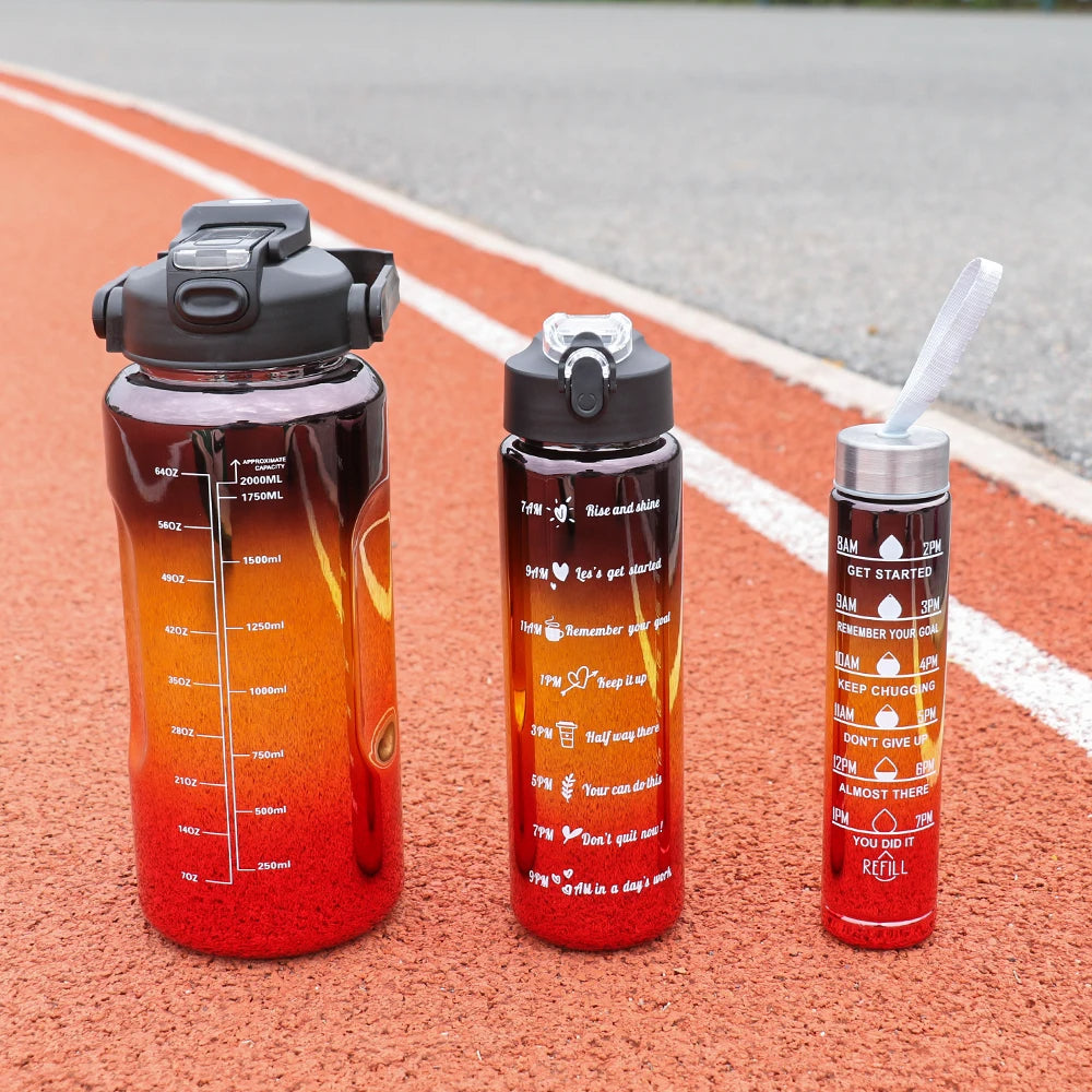 3Pcs Leakproof Water Bottle with Times